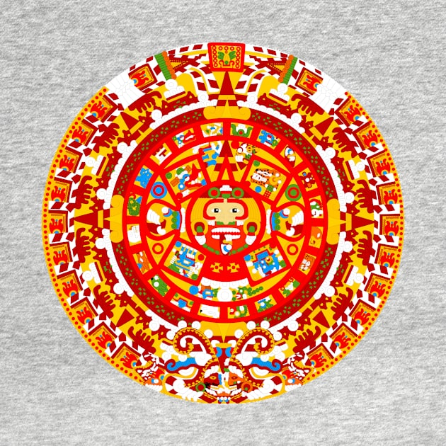 Full Color Ancient Sun Aztec Calendar by Drumsartco